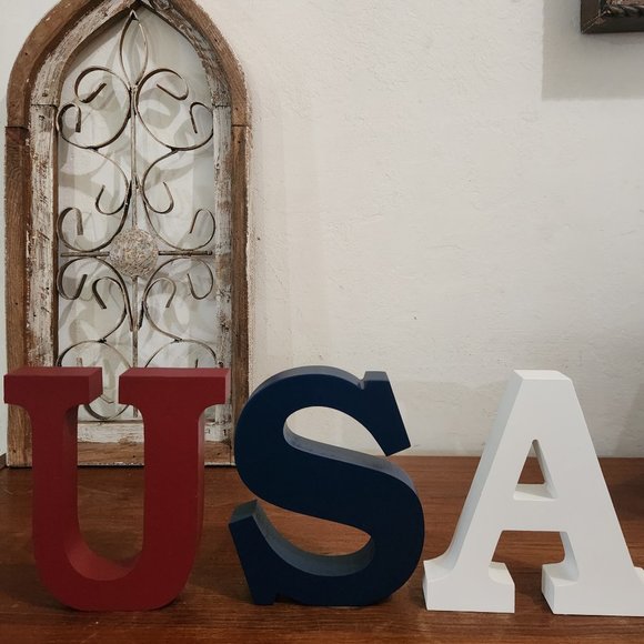 Solid Wood Block USA Letters, Table Top Decor, Home Decor - Picture 1 of 5
